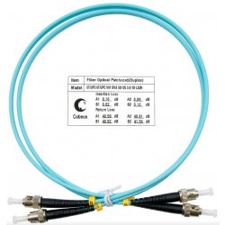 Cabeus FOP-50-ST-ST-1,5m Шнур оптический duplex ST-ST 50/125 mm OM3 1,5м LSZH