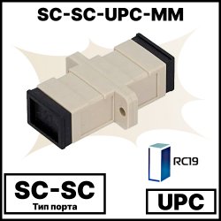 RC19 SC-SС-UPС-MM Оптический адаптер | Оптическая розетка | Проходной соединитель SC-SC, полировка UPC, MM (для одномодового кабеля)