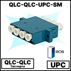 RC19 QLC-QLC-UPC-SM Оптический адаптер | Оптическая розетка | Проходной соединитель QLC-QLC, полировка UPC, SM ( для одномодового кабеля), квадро