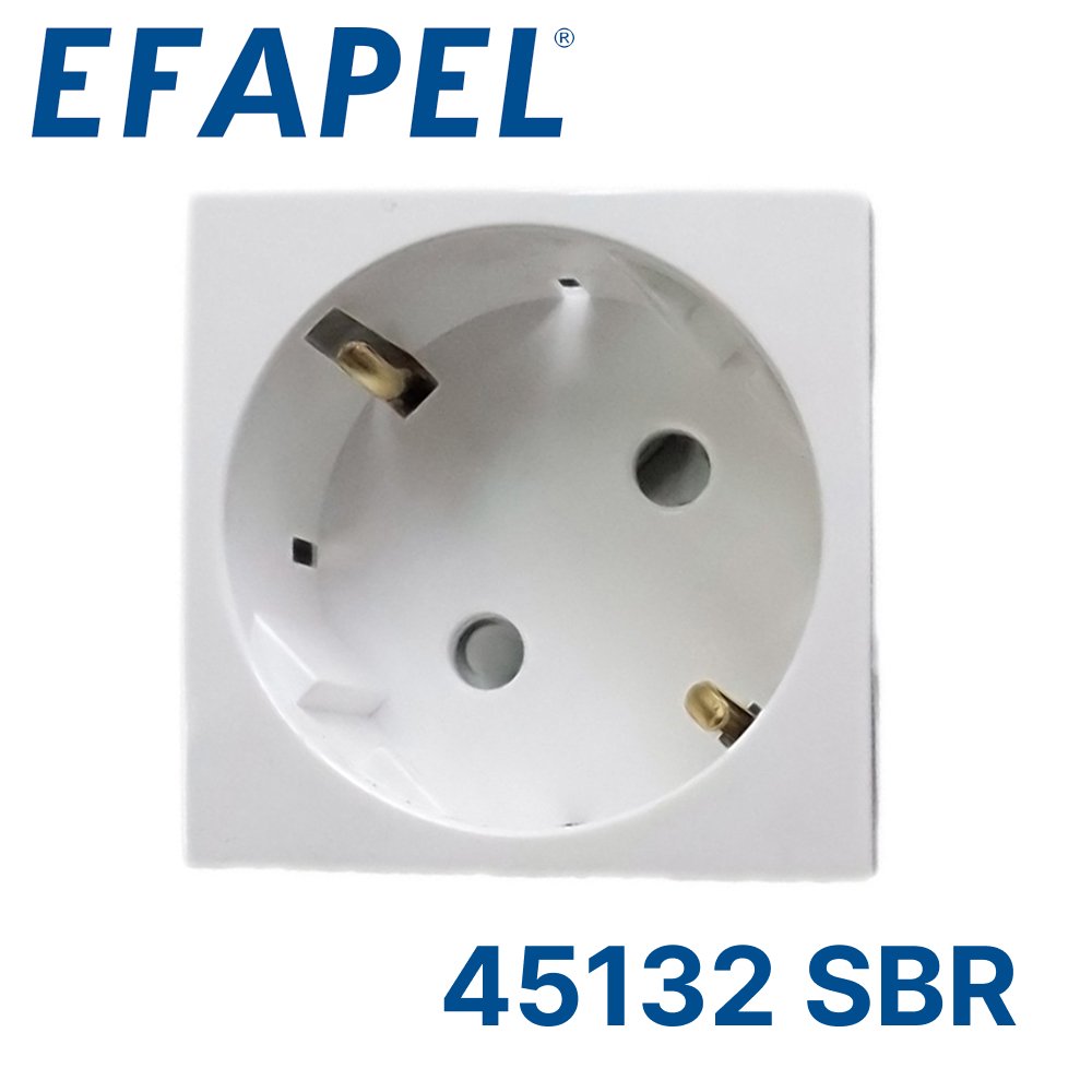 45132 SBR EFAPEL Розетка 2к+З с защитными шторками (45х45) , белая