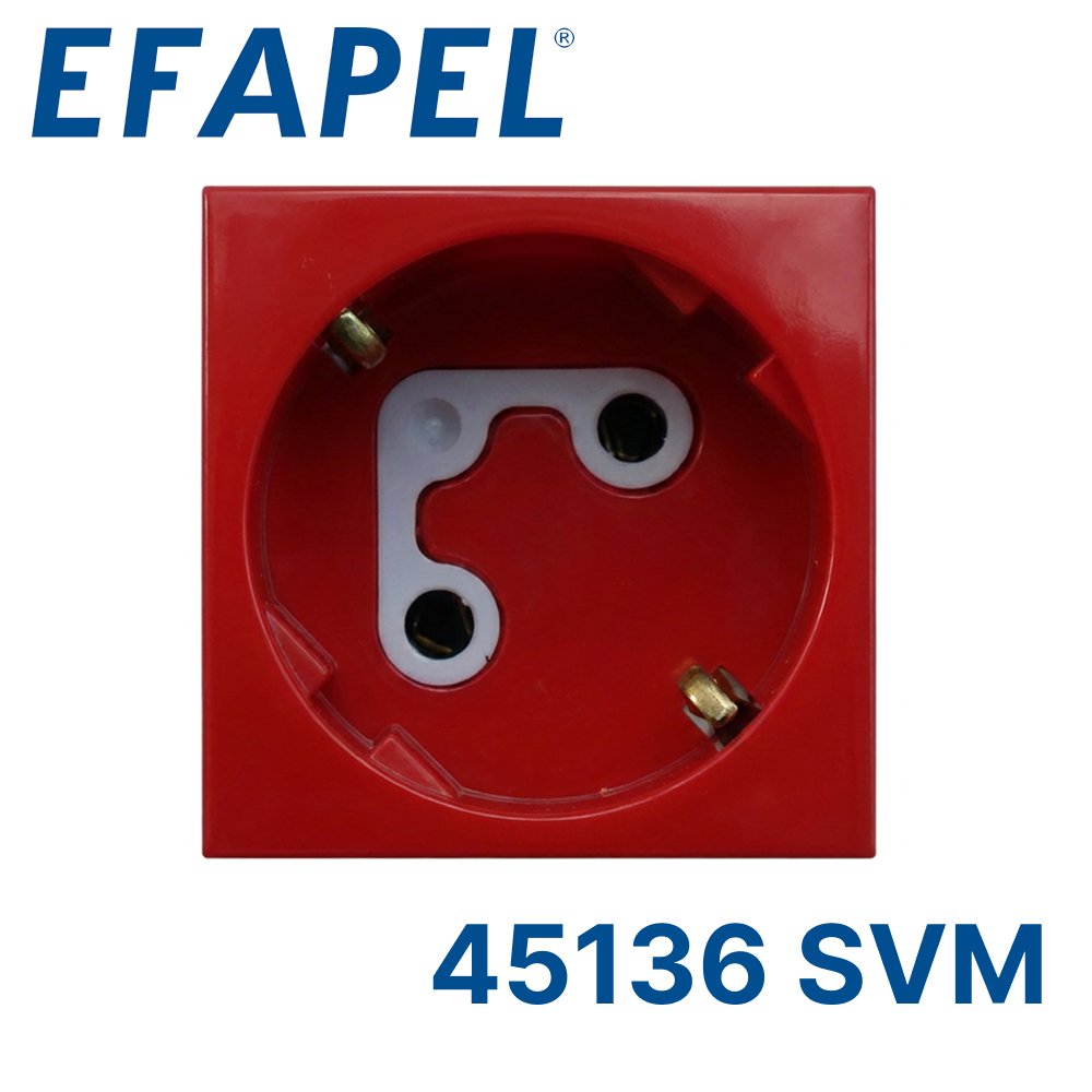 45136 SVM EFAPEL Розетка 2к+З с ключом (45х45) , красная
