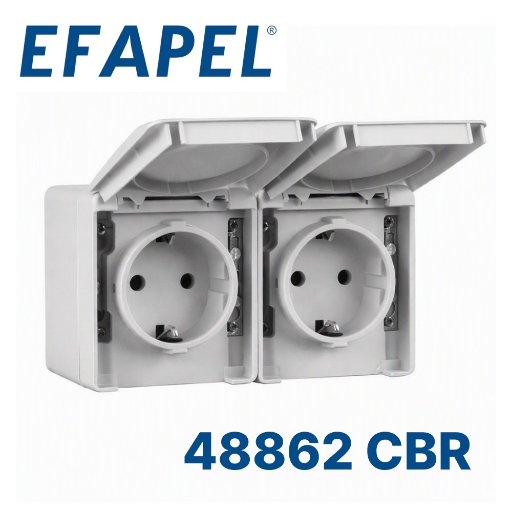 48862 CBR EFAPEL Двойная горизонтальная розетка 2к+З, белая48862 CBR фото