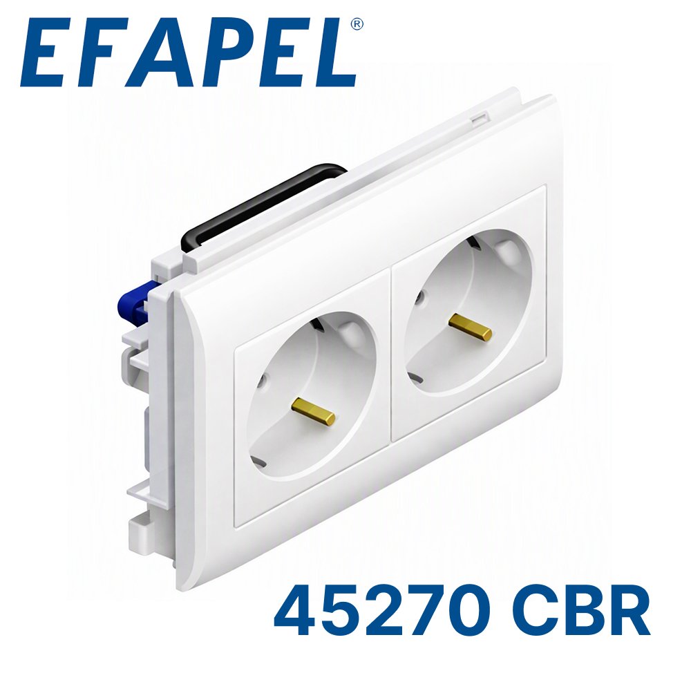 45270 CBR EFAPEL Двойной блок розеток 2к+3 L60, белый45270 CBR фото