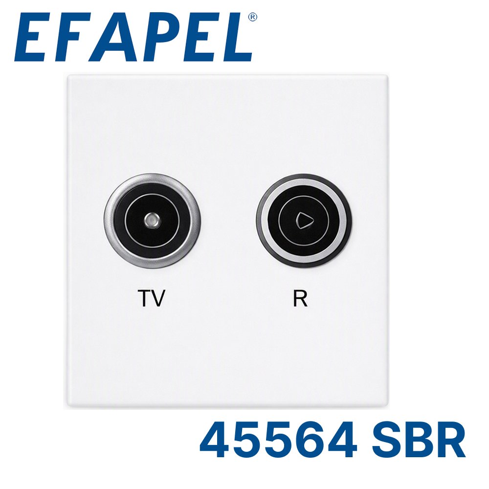 45564 SBR EFAPEL TV-радио розетка (45х45), проходная, белая