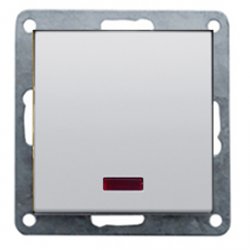 Выключатель 1-кл., c индикатором (схема 1L) 16 A, 250 B (серебристый металлик) LK60 Экопласт