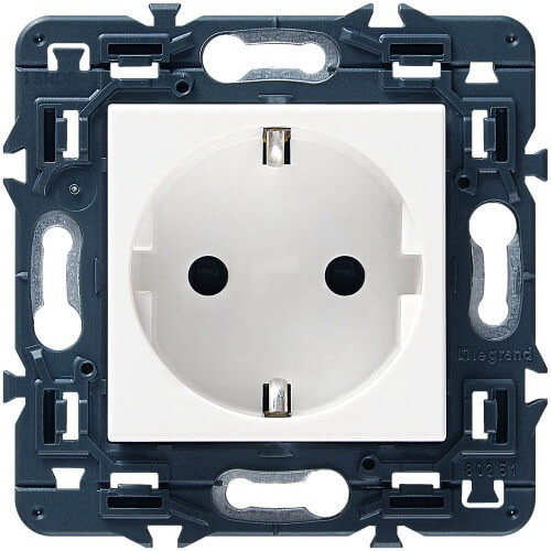 LEGRAND 77211 Модуль розетки 2К+3, немецкий стандарт (Schuko), без винтовых зажимов, белый, Mosaic