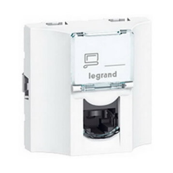 LEGRAND 78623 Модуль розетки компьютерной проходной RJ-45, кат. 6, FTP, 2М, белый, Mosaic