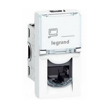 LEGRAND 76573 Модуль розетки компьютерной RJ-45, кат. 6A, 10GIGA, STP/FTP, 1М, белый, Mosaic