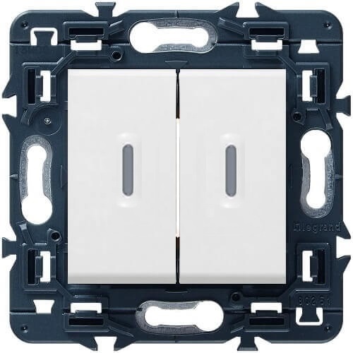 LEGRAND 77002 Переключатель 2-х позиционный, 1М, с подсветкой,(светодиод для подсветки приобретаются отдельно), белый, Mosaic