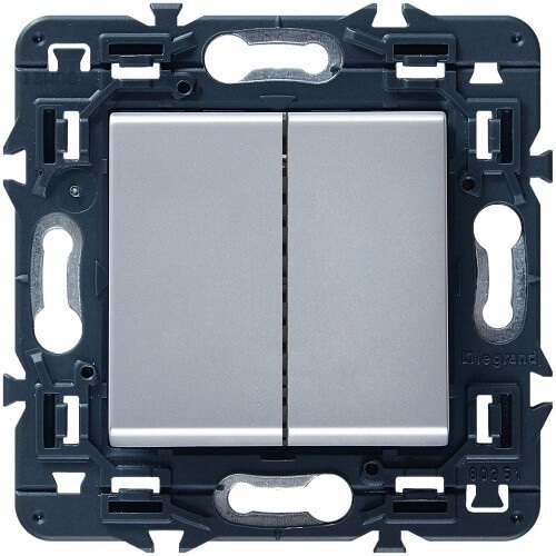 LEGRAND 79232 Выключатель кнопочный, 1M, 6А, с подсветкой, алюминиевый, Mosaic