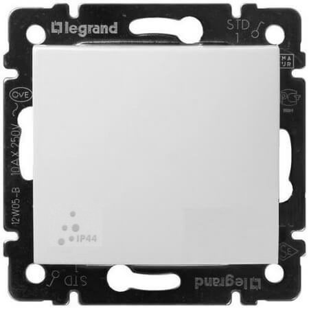LEGRAND 774201 Выключатель 1-клавишный, 10АХ, 250В, IP44, белый, Valena
