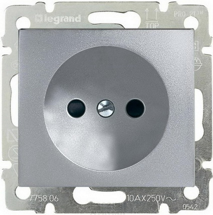 LEGRAND 770116 Модуль розетки 2К, с винтовыми зажимами, 10/16А, алюминий, Valena