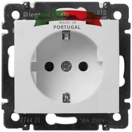 LEGRAND 774222 Модуль розетки 2К+З, с автоматическими зажимами, с защитными шторками, белый, Valena