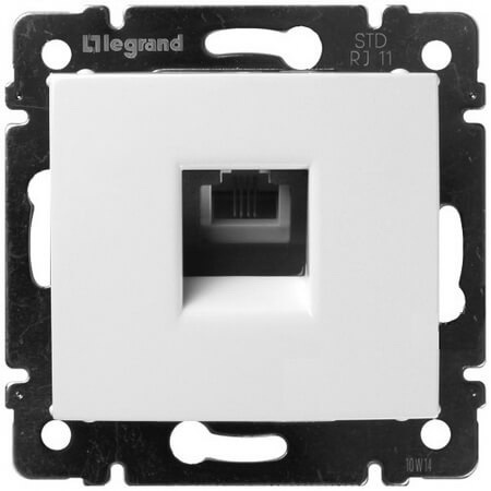 LEGRAND 774438 Модуль розетки телефонной 1хRJ11, 4 контакта, белый, Valena