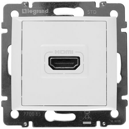 LEGRAND 770085 Модуль розетки HDMI для аудио/видеоустройств, белый, Valena
