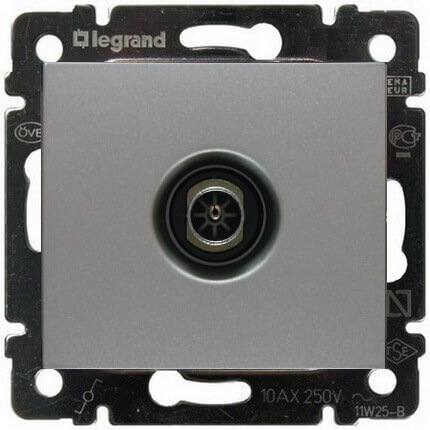 LEGRAND 770131 Модуль TV-розетки проходной, 14дБ, алюминий, Valena