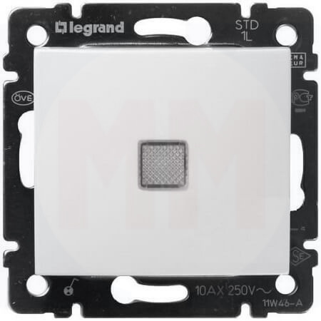 LEGRAND 774448 Переключатель промежуточный, 1-клавишный, c подсветкой, 10АХ, 250В, белый, Valena