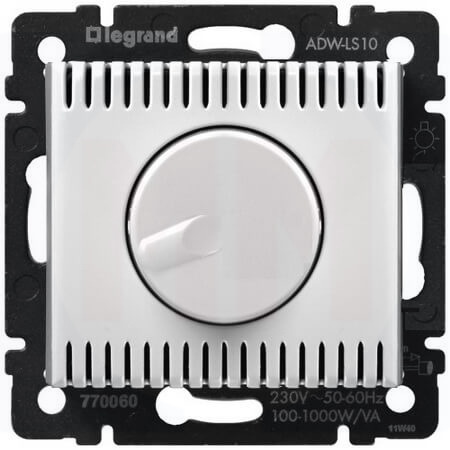 LEGRAND 770060 Светорегулятор поворотный 50Гц, 100-1000Вт, белый, Valena