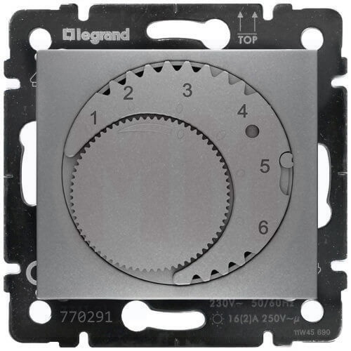 LEGRAND 770291 Термостат для системы теплых полов, блестящий алюминий, Valena