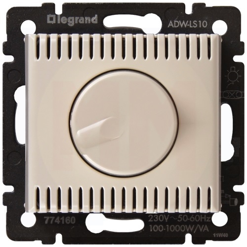 LEGRAND 774160 Светорегулятор поворотный 50Гц, 100-1000Вт, слоновая кость, Valena