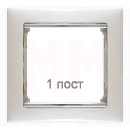 LEGRAND 770491 Рамка 1 пост, белый/серебряный штрих, Valena
