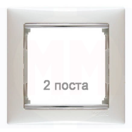 LEGRAND 770492 Рамка 2 поста, горизонтальная, белый/серебряный штрих, Valena