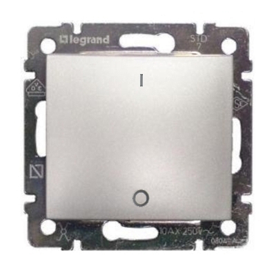 LEGRAND 770102 Выключатель двухполюсный, 10АХ, 250В, алюминий, Valena