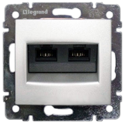 LEGRAND 770239 Модуль розетки 2ХRJ 45, UTP, блестящий алюминий, Valena