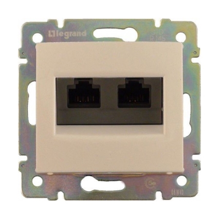 LEGRAND 774139 Модуль розетки информационной 2хRJ45, Кат.5е, без захватов, UTP, слоновая кость, Valena