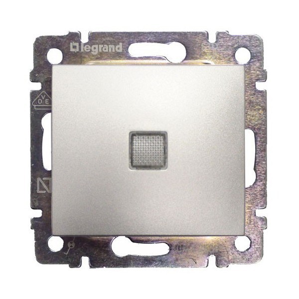 LEGRAND 770125 Переключатель на 2 направления, 1-клавишный, с индикацией, 10АХ, 250В, блестящий алюминий, Valena