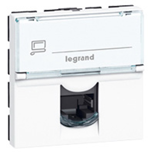 LEGRAND 76592 Модуль розетки компьютерной RJ-45 под углом 90°, кат. 6, FTP, 2М, белая, Mosaic