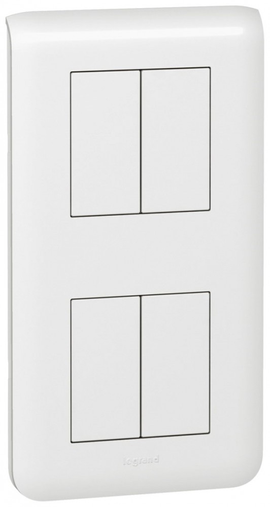 LEGRAND 78822 Декоративная рамка M45, 2Х2М, вертикальная установка, белая, Mosaic