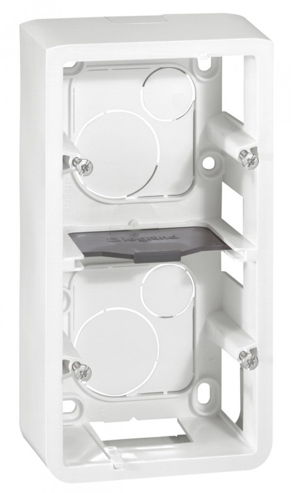 LEGRAND 80282 Коробка для накладного монтажа, вертикальная, 2Х2М, глубина 40 мм, белая, Mosaic