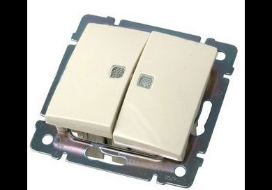LEGRAND 774112 Переключатель на 2 направления, 2-клавишный, с подсветкой, 10АХ, 250В, слоновая кость, Valena