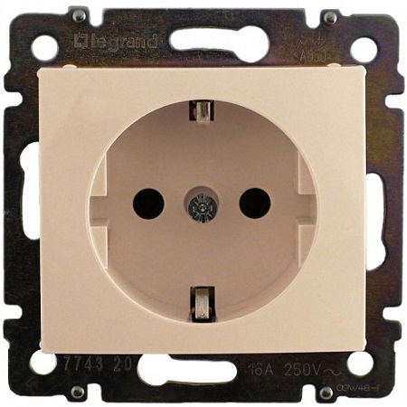 LEGRAND 774320 Модуль розетки 2К+З, с винтовыми зажимами, немецкий стандарт (Schuko), 10/16А, слоновая кость, Valena
