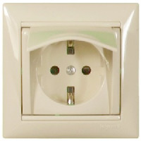 LEGRAND 774120 Модуль розетки 2К+З, с винтовыми зажимами, с откидной крышкой и защитными шторками, немецкий стандарт (Schuko), 16А, IP44, слоновая кос