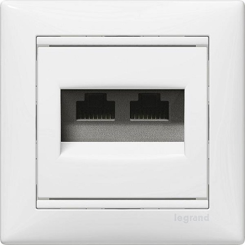 LEGRAND 774245 Модуль розетки информационной 2хRJ45, Кат.6, без захватов, STP, белый, Valena