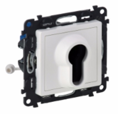 LEGRAND 752125 Модуль 1-клавишного выключателя с ключом на 2 положения, 2 Н.О. контакта, 10А, 230В, с лицевой панелью, белый, Valena Life
