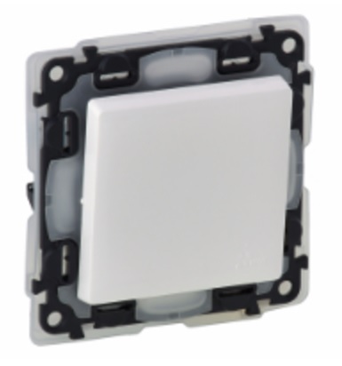 LEGRAND 752151 Модуль 1-клавишного выключателя, безвинтовые зажимы, 10АХ, 250В, IP44, с лицевой панелью, белый, Valena Life