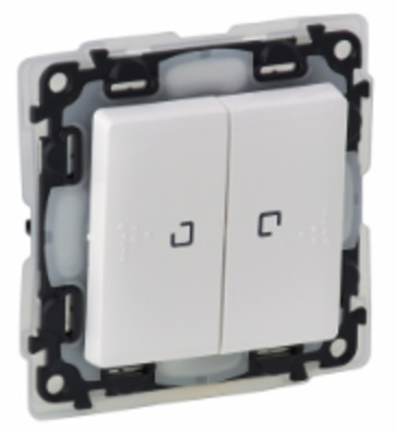 LEGRAND 752159 Модуль переключателя на 2 направления, 2-клавишный, с подсветкой, 10АХ, 250В, с лицевой панелью, белый, Valena Life
