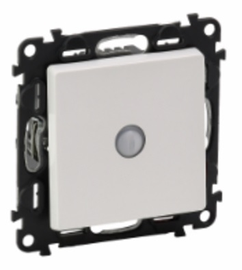 LEGRAND 752165 Модуль переключателя со встроенным датчиком движения, угол обнаружения 160°, дальность обнаружения 8 м, безвинтовые зажимы, с лицевой п