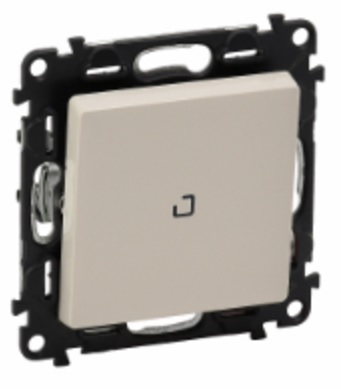 LEGRAND 752204 Модуль 1-клавишного выключателя с индикацией, с установленной лампой 3 мА, безвинтовые зажимы, с лицевой панелью, 10АХ, 250В, слоновая