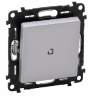 LEGRAND 752312 Модуль 1-клавишного выключателя , c подсветкой, безвинтовые зажимы, 6А, 250В, с лицевой панелью, алюминий, Valena Life