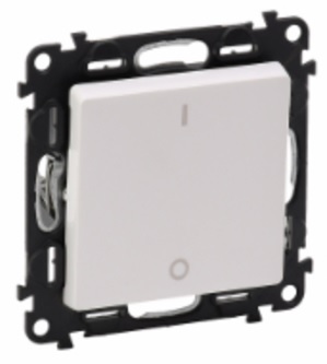 LEGRAND 752402 Модуль двухполюсного выключателя, 1-клавишный, винтовые зажимы, 16АХ, 250В, с лицевой панелью, белый, Valena Life