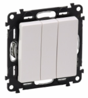 LEGRAND 752403 Модуль 3-клавишного выключателя, винтовые зажимы, 10АХ, 250В, с лицевой панелью, белый, Valena Life