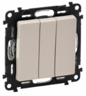 LEGRAND 752503 Модуль 3-клавишного выключателя, винтовые зажимы, 10АХ, 250В, с лицевой панелью, слоновая кость, Valena Life