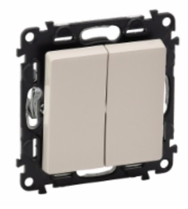LEGRAND 752505 Модуль 2-клавишного выключателя, безвинтовые зажимы, с лицевой панелью, 10А, 250В, слоновая кость, Valena Life