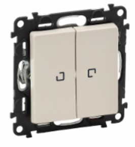 LEGRAND 752509 Модуль 2-клавишного переключателя на 2 направления, с подсветкой, с двумя установленными лампами 0.15 мА, безвинтовые зажимы, с лицевой