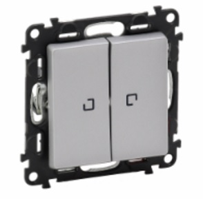 LEGRAND 752609 Модуль 2-клавишного переключателя на 2 направления, с подсветкой, с двумя установленными лампами 0.15 мА, безвинтовые зажимы, с лицевой