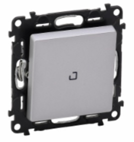 LEGRAND 752610 Модуль 1-клавишного выключателя с подсветкой, с установленной лампой 0.15 мА, с лицеворй панелью, 10АХ, 250В, алюминий, Valena Life
